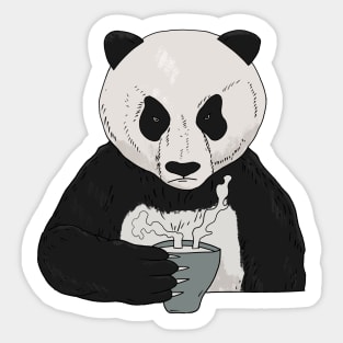 Grumpy Panda Bear with Coffee Morning Grouch Sticker